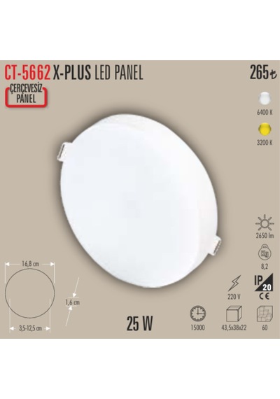 Ct-5662x-plus Led Panel Ayarlanabilir Spot 5adet - 25 W Gün Işığı