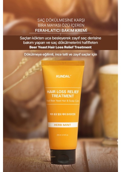 Saç Dökülmelerine Karşı Bakım Kremi Kundal Hair Loss Relief Treatment Herb Mint