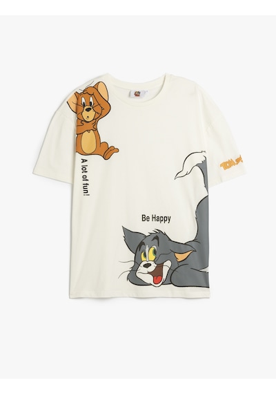 Koton Tom Ve Jerry Lisanslı Baskılı Kollu Oversize Tişört Ekru 5sal10267ık Ekru Koton Tom Ve Jerry Lisanslı Baskılı Kollu Oversize Tişört Ekru 5sal10267ık Ekru