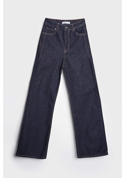 Itsbasic Kadın Lacivert Su Yıkama Olea 7w4-50 Wide Leg Fit %100 Koton Denim Jean
