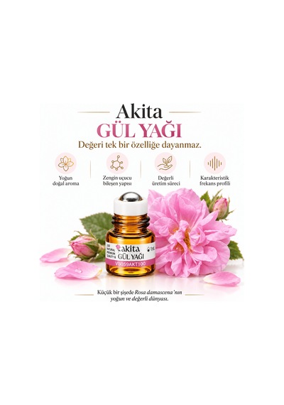 Akita Yüksek Frekans Doğal Gül Yağı Roll-on 1 ML