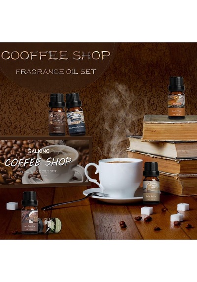 Salking Caf Uçucu Yağ Seti, 6 X 10 Ml Aroma Terapi Koku Yağları, Difüzör Ve Nemlendiriciler İçin