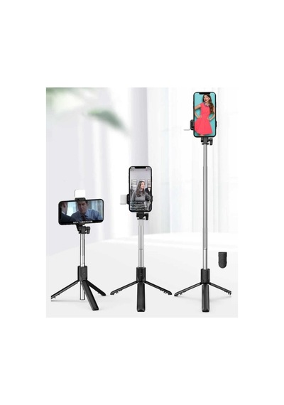 Bluetooth Lu Led Işıklı Selfie Çubuğu Uzaktan Kumandalı Yatay Ve Dikey Kullanabilme Özçekim Tripod