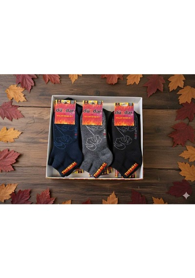 Unisex Havlu Thermal Patik Çorap Dikişsiz/soft Yıkama/kokulu Asorti 12'li Paket Siyah