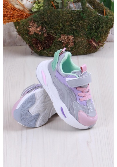 Fort Cool Evo Rahat Hafif Sneaker Kız Çocuk Ayakkabı Gri-Pembe Gri - Pembe