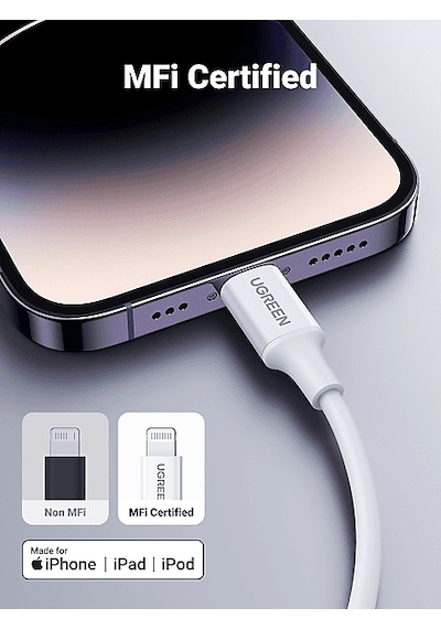 Ugreen Lightning To Usb-c 3a Pd Mfi Sertifikalı Hızlı Şarj Kablosu 1 M Beyaz