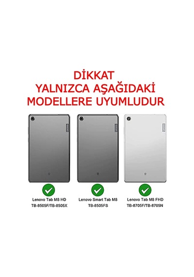 Lenovo Tab M8 Fhd 8 Inç Tb-8705f Uyumlu 360 Dönerli Tablet Kılıfı Kalem Arka Kapak
