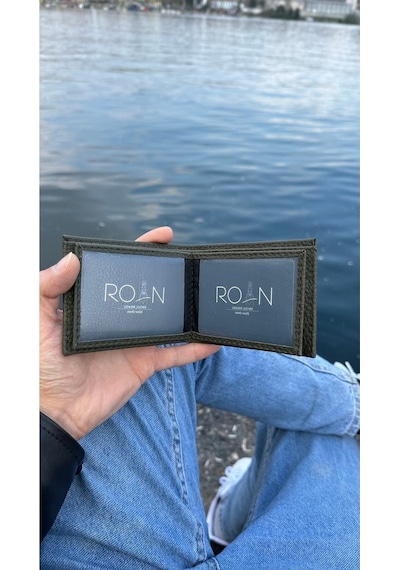 Roan Naturel Kutulu Vegan Deri Lüks Erkek Cuzdanı Hediyelik Paket Yeşil