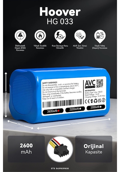 Hoover Uyumlu Hg 033 2600mah Robot Süpürge Bataryası K.k