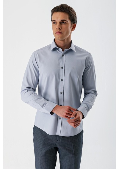 İmza Gri Uzun Kollu Armürlü Cepsiz Pamuklu Likralı Slim Fit Dar Kesim Gömlek 1004240193-gri Gri İmza Gri Uzun Kollu Armürlü Cepsiz Pamuklu Likralı Slim Fit Dar Kesim Gömlek 1004240193-gri Gri