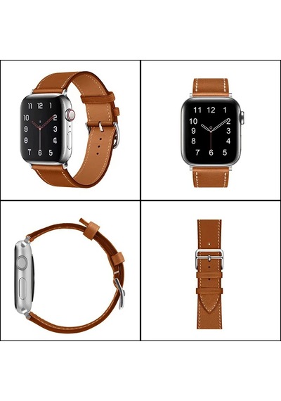 Ally Apple Watch Uyumlu 7-8 41mm 6-5-4 40mm Single Coil Deri Kayış Kordon 3-2-1 38mm- 5775