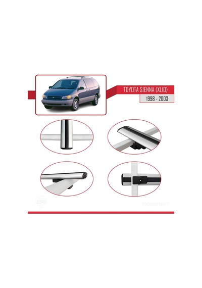 Toyota Sienna Xl10 1998-2003 Arası İle Uyumlu Basic Model Ara Atkı Tavan Barı Gri 3 Adet