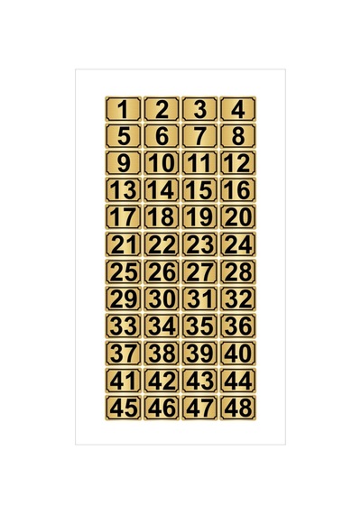 Metal Kapı,masa,dolap Numarası 15cmx20cm 48 Adet Dikdörtgen 1 48 Altın Renk Metal