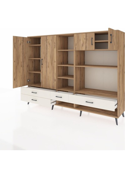 Hyperion Dolap 12 Raflı 4 Çekmeceli 4 Kapaklı 220x44x163 Çam-çam/ Çam-çam/aytaşı