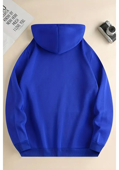 Uyguntarz Pattern Baskılı Unisex Oversize Sweatshirt Mavi