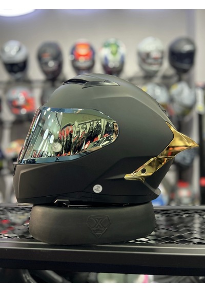 Scoyco 865 Gold Vizör Kapalı Kask Mat Siyah