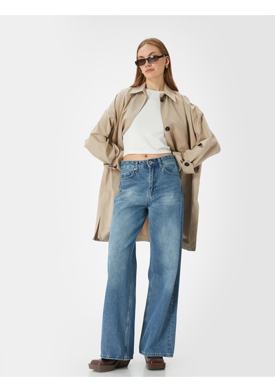 Koton Kruvaze Oversize Trençkot Düğmeli Cep Detaylı Bej 4sak00059ew Ekru Koton Kruvaze Oversize Trençkot Düğmeli Cep Detaylı Bej 4sak00059ew Ekru