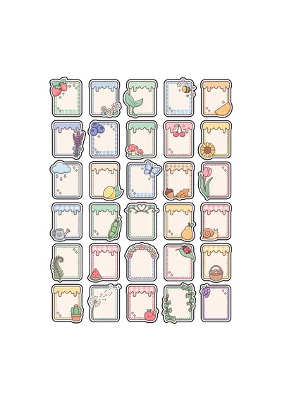 30 Adet Botanik Ve Meyve Sticker Seti - Ajanda Defter Planner İçin Estetik Etiket Çok Renkli