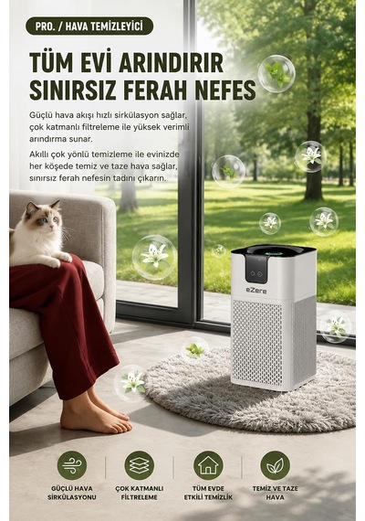 Pureair Akıllı Hava Temizleyici Hepa Filtreli Negatif İyon Hava Arıtıcı, Beyaz Diğer