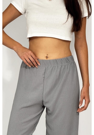 Kadın Beli Lastikli Ayrobin Eşofman Pantolon Gri