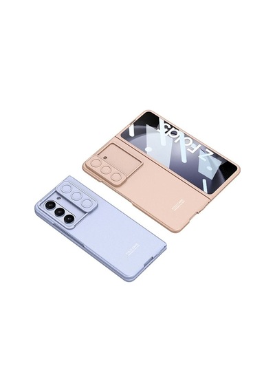 Samsung Uyumlu Galaxy Z Fold 5 Kılıf Kamera Korumalı Zore Kıpta Sürgülü Kapak Siyah