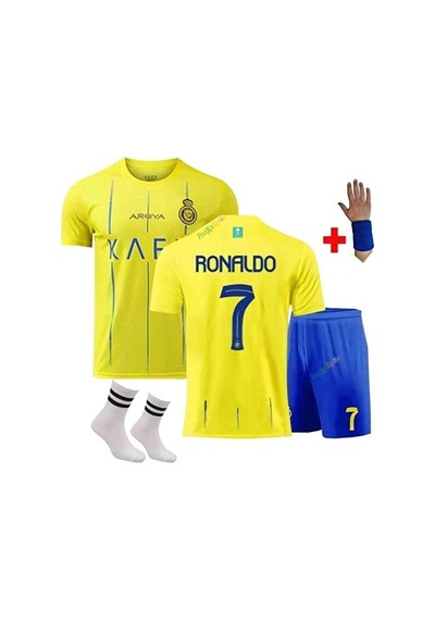 Al Nassr Cristiano Ronaldo Çocuk Forması 4'lü Set Sarı Çok Renkli