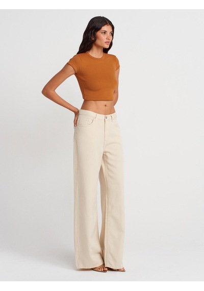 Dilvin 31810 Bisiklet Yaka Crop T-shirt-a.kiremit A.kiremit