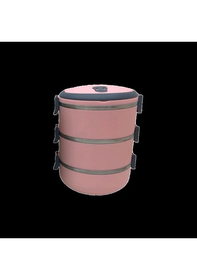 3'lü 1.8l Sefer Tası Saklama Kabı - Açık Pembe Çok Renkli