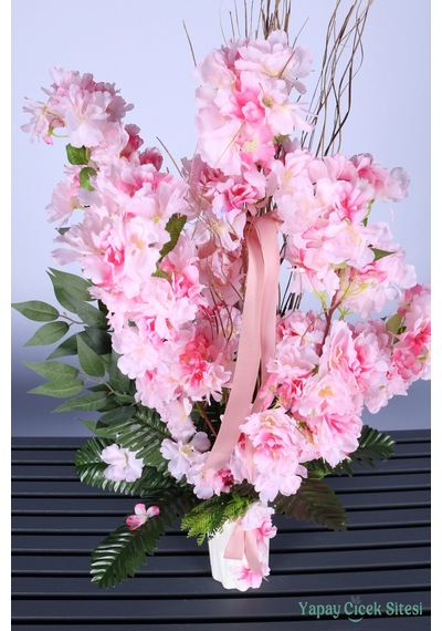 Yapay Çiçek Sitesi Led Hediyeli Yapay Bahar Dalı Tanzimi 80 Cm Pembe Pembe