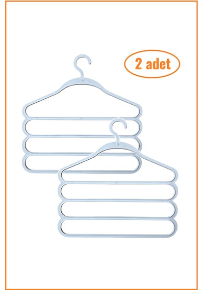 Çok Katlı Pantolon Askısı / Şal Askısı / Beyaz / 2 Adet Beyaz