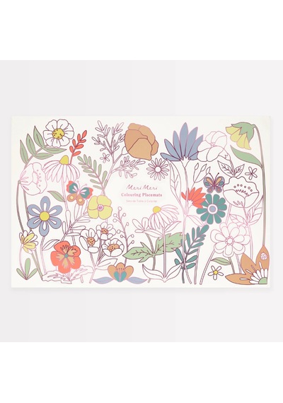 Meri Meri - Butterflies & Flowers Colouring Placemats - Kelebekler & Çiçekler Boyama Amerikan Servisleri X8