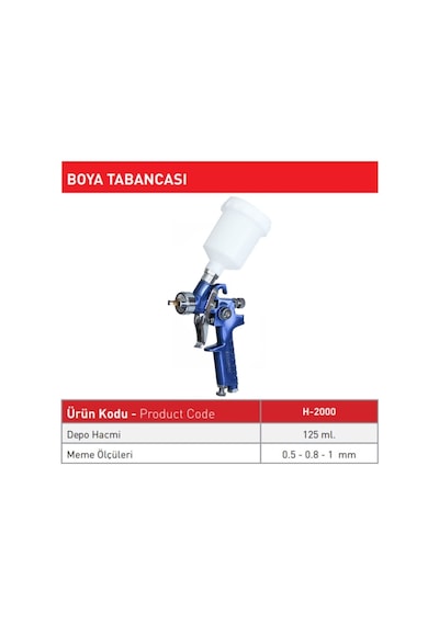 H2000 Mini Sis Ve Gölge Boya Tabancası 1.0 Mm