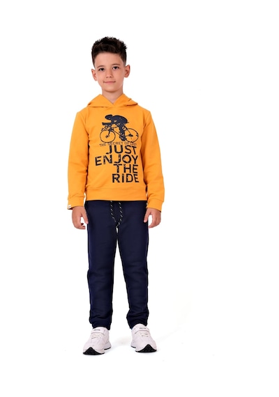 Mnk Baby & Kids Bisiklet Baskılı Kapşonlu Çocuk Eşofman Mnk0615 Sari