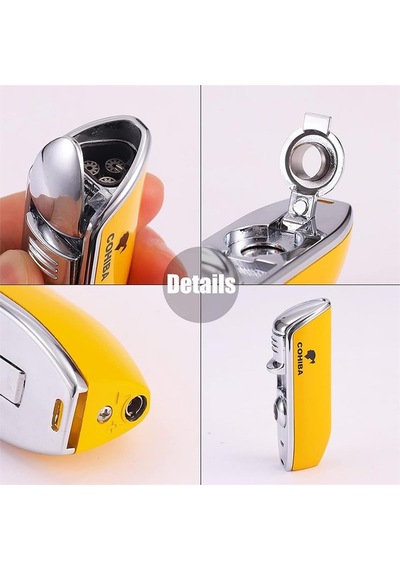 Cohiba Ccm0214 3 Jet Torch Puro Çakmağı Sarı Metal