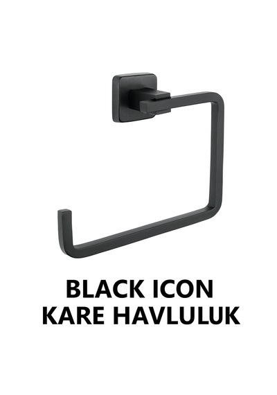 Black İcon Kare Havluluk Siyah