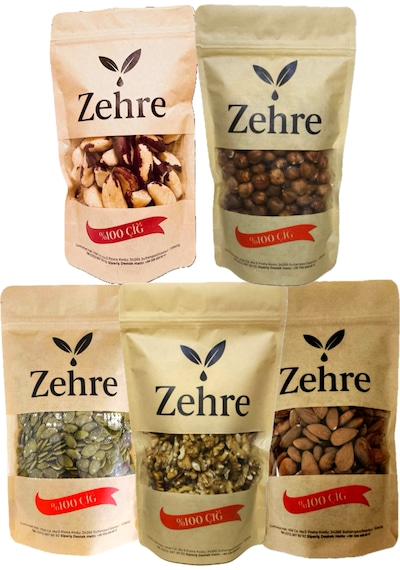 5'li Avantaj Paketi-2 250 Gr Kabak Çekirdeği Içi + 250 Gr Çiğ Badem Içi + 250 Gr Çiğ Fındık Içi + 250 Gr Ceviz Içi + 100 Gr Brezilya Cevizi 1250 G