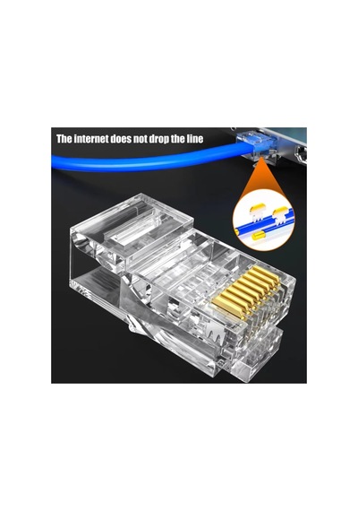 90 Adet Yeni Nesil Delikli Ez Rj45 Cat5/cat6 8p8c Utp Ağ Konnektörü Jack, Standart, Drwlez90a, Şeffaf, Erkek