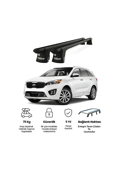 Trio-ıı Kia Sorento 2015 Ve Sonrası Uyumlu Siyah Kilitli Ara Atkı 135cm Port Bagaj Tavan Barı