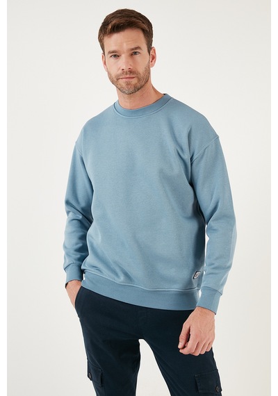 Buratti Regular Fit Bisiklet Yaka Pamuklu Içi Tüylü Yumuşak Şardonlu Erkek Sweat 5905255 Mavi