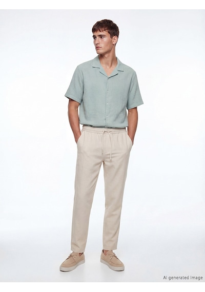 Lcw Vision Bej Regular Fit Keten Görünümlü Erkek Pantolon