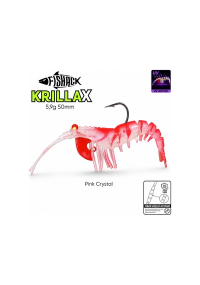 Silikon Karides Yem Fishack Krillax - Uv Boyalı - 5,9g 50mm - Renk Pink Crystal