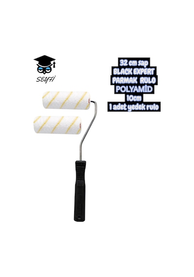 32 Cm Sap Black Expert Parmak Rulo Polyamid 10cm 1 Adet Yedek Rulo