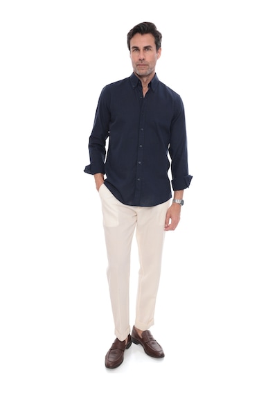 Slim Fit Uzun Kol Yaka Düğmeli Nefes Alan Keten Hediye Kutulu Erkek Gömlek Fs-004548 - Lacivert-3238 Slim Fit Uzun Kol Yaka Düğmeli Nefes Alan Keten Hediye Kutulu Erkek Gömlek Fs-004548 - Lacivert-3238