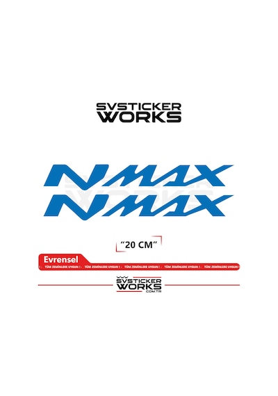 Yamaha Nmax Uyumlu Yazı Sticker Yüksek Kalite Özel Kesim Folyo 2'li Set Mavi