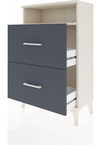 Arges Komodin Tek Raflı 2 Çekmeceli 60x30x96 Aytaşı-antrasit Aytaşı