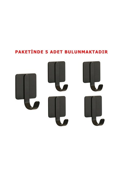 Ardini Kendinden Yapışkanlı Askılık Mat Siyah 03 Pakette 5 Adet Çok Renkli