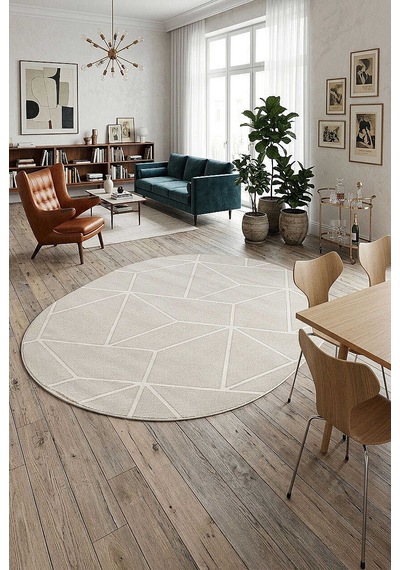 Etro Dekoratif Modern Akrilik Makine Oval Halı Et02 Kemik Kemik-krem