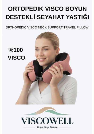 Ortopedik Boyun Yastığı Visco Boyun Destekli Seyahat Boyun Yastığı Araba Ev Uçak Taşınabilir Pembe