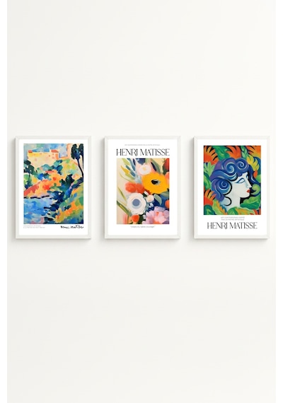 Beyaz Ahşap Çerçeveli Henri Matisse Tablo Seti Huhu536