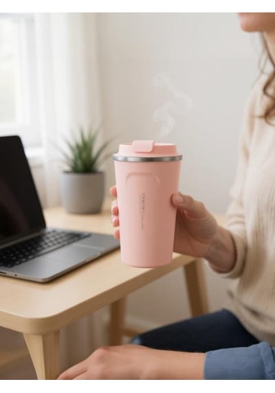 Pinkah Paslanmaz Çelik Kahve Termos Bardak Matara 500 Ml Pembe Renk Pkh-pj-3549-l Pembe